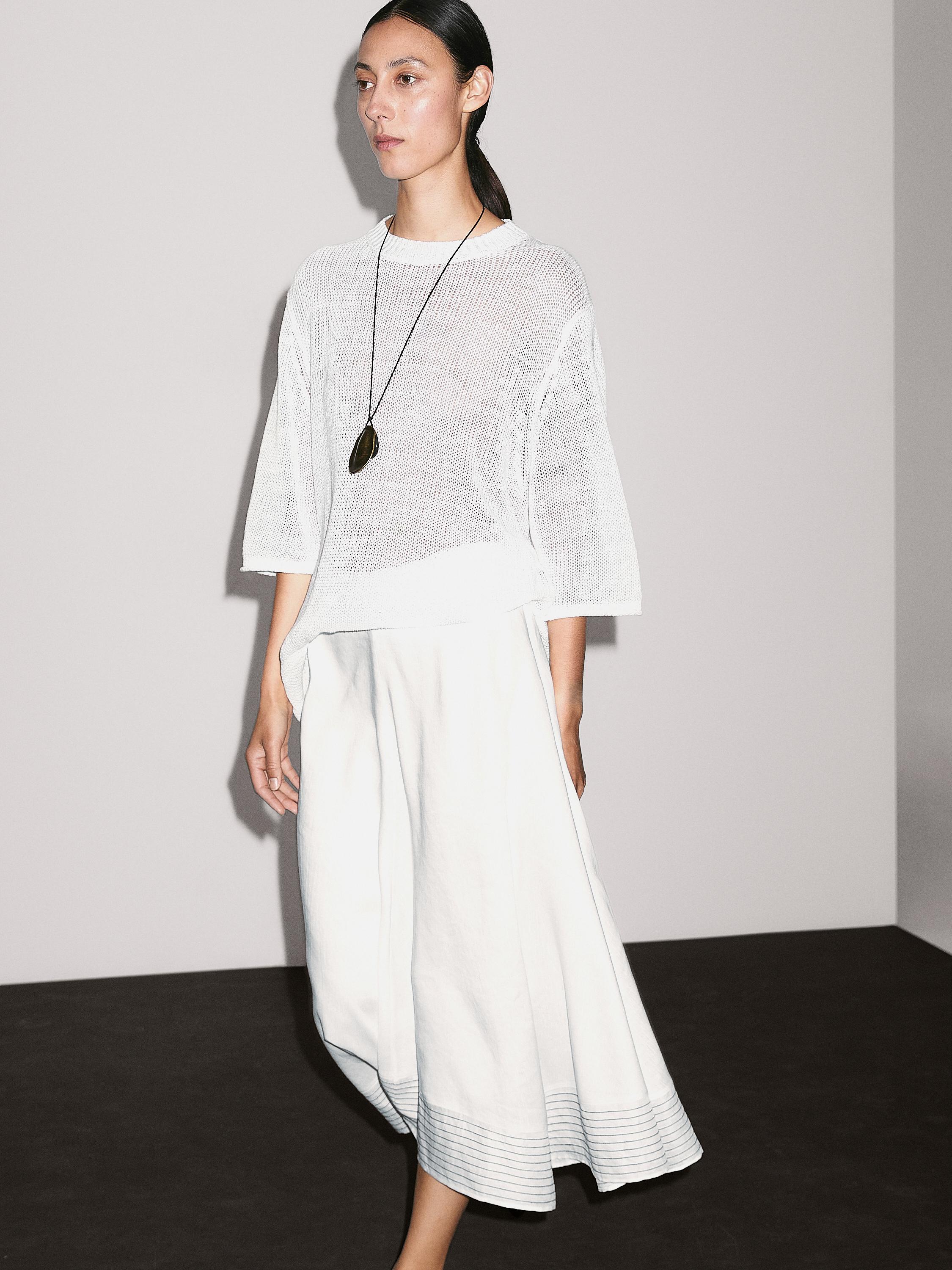 Jupe ample lin coutures fantaisie